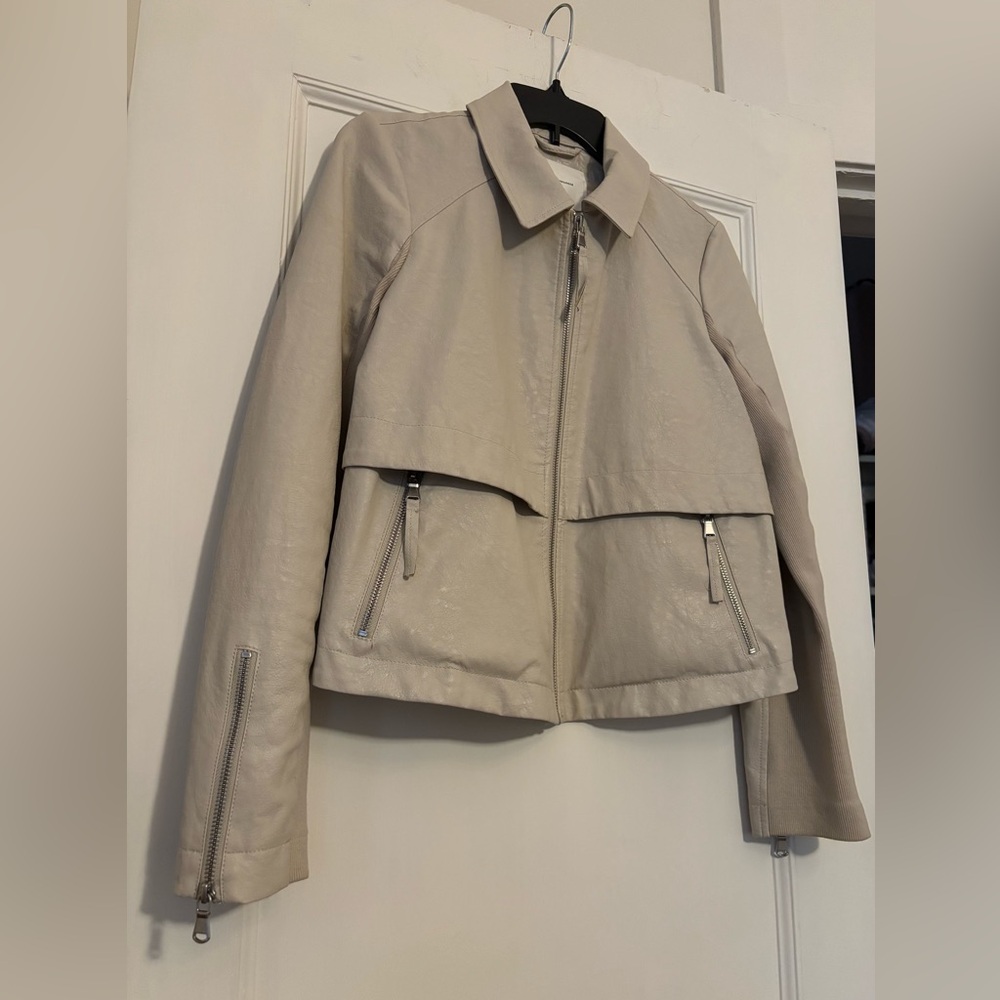 Cropped Vegan Leather Jacket Size Small from By Anthropologie